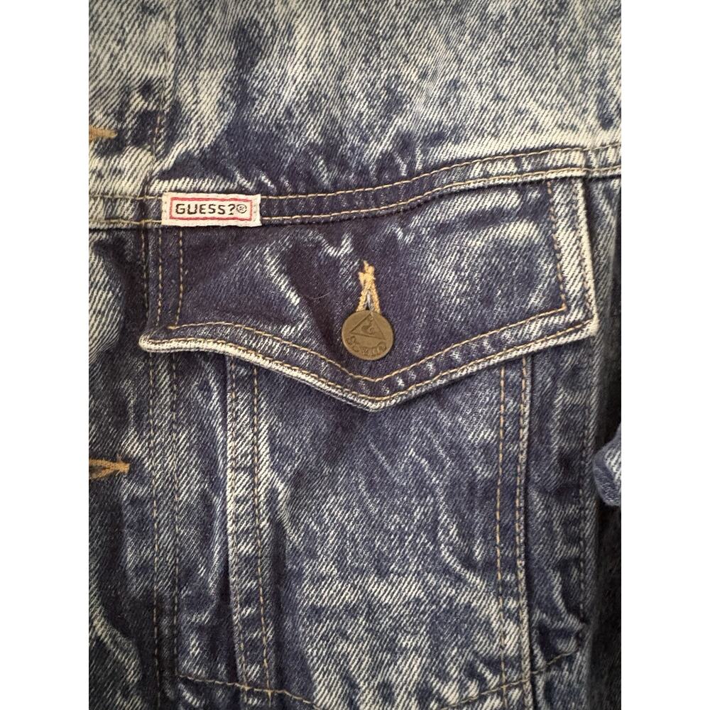 Vintage 80s GUESS By Georges Marciano Acid Wash Jean Jacket Medium Denim - Picture 4 of 12